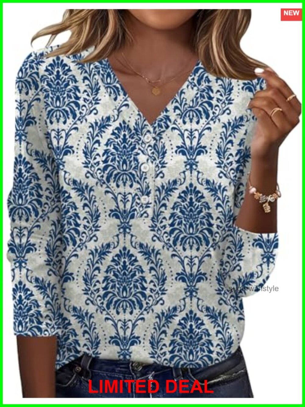 Womens Long Sleeve V Neck Button Down Blouse Soft Relaxed Fit Top